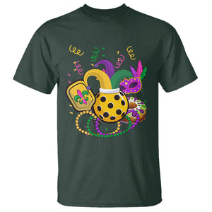 Mardi Gras Pickleball Jester Hat Beads T Shirt TS09 Dark Forest Green Printyourwear
