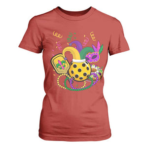 Mardi Gras Pickleball Jester Hat Beads T Shirt For Women TS09 Red Print Your Wear