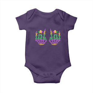 Mardi Gras Baby Onesie Jester Skeleton Rock Hand Fat Tuesday Festival TS09 Purple Print Your Wear