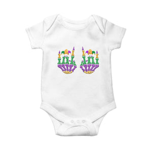 Mardi Gras Baby Onesie Jester Skeleton Rock Hand Fat Tuesday Festival TS09 White Print Your Wear