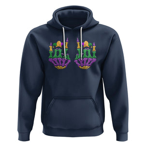 Mardi Gras Hoodie Jester Skeleton Rock Hand Fat Tuesday Festival TS09 Navy Printyourwear