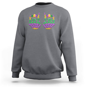 Mardi Gras Sweatshirt Jester Skeleton Rock Hand Fat Tuesday Festival TS09 Charcoal Printyourwear