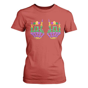 Mardi Gras T Shirt For Women Jester Skeleton Rock Hand Fat Tuesday Festival TS09 Red Print Your Wear
