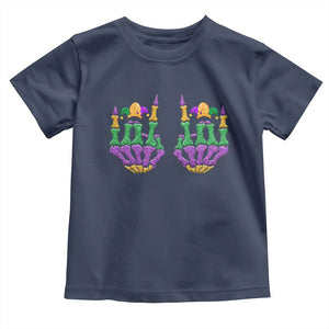 Mardi Gras Toddler T Shirt Jester Skeleton Rock Hand Fat Tuesday Festival TS09 Navy Print Your Wear