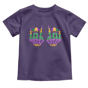 Mardi Gras Toddler T Shirt Jester Skeleton Rock Hand Fat Tuesday Festival TS09 Purple Print Your Wear