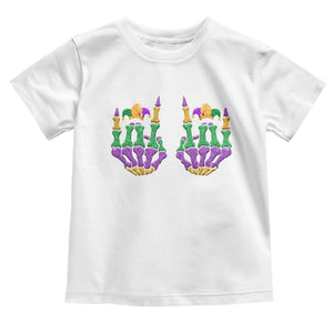 Mardi Gras Toddler T Shirt Jester Skeleton Rock Hand Fat Tuesday Festival TS09 White Print Your Wear
