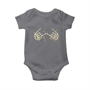 Mardi Gras Baby Onesie Skeleton Rock Hand Beads Fat Tuesday Festival TS09 Charcoal Print Your Wear