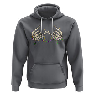 Mardi Gras Hoodie Skeleton Rock Hand Beads Fat Tuesday Festival TS09 Charcoal Printyourwear