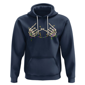 Mardi Gras Hoodie Skeleton Rock Hand Beads Fat Tuesday Festival TS09 Navy Printyourwear