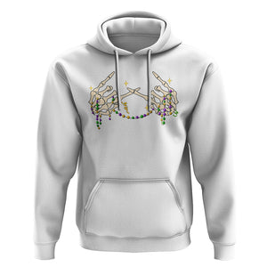 Mardi Gras Hoodie Skeleton Rock Hand Beads Fat Tuesday Festival TS09 White Printyourwear