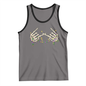 Mardi Gras Tank Top Skeleton Rock Hand Beads Fat Tuesday Festival TS09 Deep Heather Black Print Your Wear