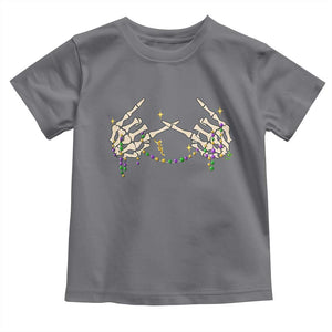 Mardi Gras Toddler T Shirt Skeleton Rock Hand Beads Fat Tuesday Festival TS09 Charcoal Print Your Wear