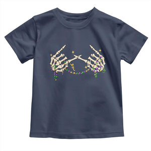 Mardi Gras Toddler T Shirt Skeleton Rock Hand Beads Fat Tuesday Festival TS09 Navy Print Your Wear