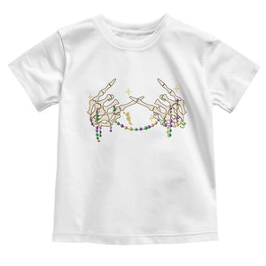 Mardi Gras Toddler T Shirt Skeleton Rock Hand Beads Fat Tuesday Festival TS09 White Print Your Wear