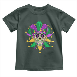 Mardi Gras Funny Sugar Skull Fat Tuesday New Orleans Toddler T Shirt TS09 Dark Forest Green Print Your Wear