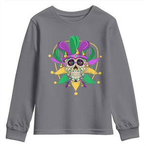 Mardi Gras Funny Sugar Skull Fat Tuesday New Orleans Youth Sweatshirt TS09 Charcoal Print Your Wear
