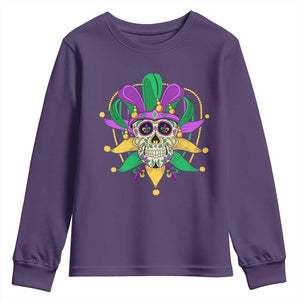 Mardi Gras Funny Sugar Skull Fat Tuesday New Orleans Youth Sweatshirt TS09 Purple Print Your Wear
