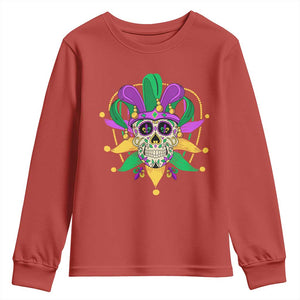 Mardi Gras Funny Sugar Skull Fat Tuesday New Orleans Youth Sweatshirt TS09 Red Print Your Wear