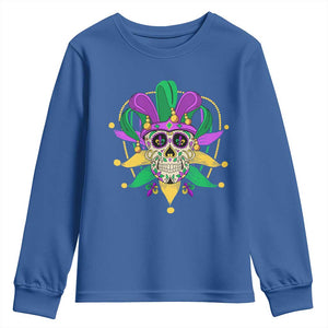 Mardi Gras Funny Sugar Skull Fat Tuesday New Orleans Youth Sweatshirt TS09 Royal Blue Print Your Wear