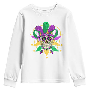 Mardi Gras Funny Sugar Skull Fat Tuesday New Orleans Youth Sweatshirt TS09 White Print Your Wear