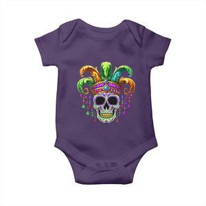 Mardi Gras Beads Sugar Skull Fat Tuesday New Orleans Baby Onesie TS09 Purple Print Your Wear