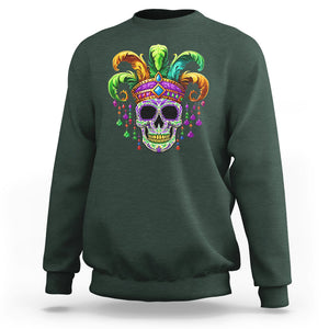 Mardi Gras Beads Sugar Skull Fat Tuesday New Orleans Sweatshirt TS09 Dark Forest Green Printyourwear