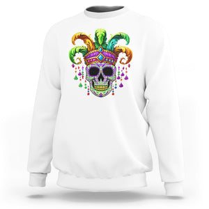 Mardi Gras Beads Sugar Skull Fat Tuesday New Orleans Sweatshirt TS09 White Printyourwear