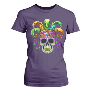 Mardi Gras Beads Sugar Skull Fat Tuesday New Orleans T Shirt For Women TS09 Purple Print Your Wear