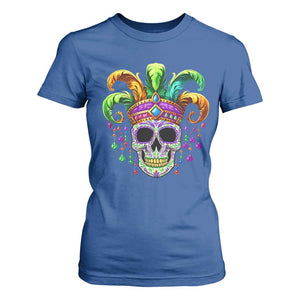 Mardi Gras Beads Sugar Skull Fat Tuesday New Orleans T Shirt For Women TS09 Royal Blue Print Your Wear
