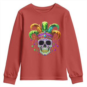 Mardi Gras Beads Sugar Skull Fat Tuesday New Orleans Youth Sweatshirt TS09 Red Print Your Wear