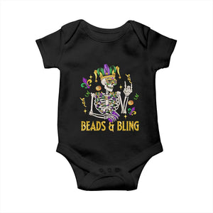 Mardi Gras Funny Skeleton Beads And Bling Baby Onesie TS09 Black Print Your Wear