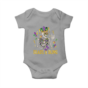 Mardi Gras Funny Skeleton Beads And Bling Baby Onesie TS09 Sport Gray Print Your Wear