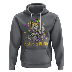 Mardi Gras Funny Skeleton Beads And Bling Hoodie TS09 Charcoal Printyourwear