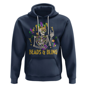 Mardi Gras Funny Skeleton Beads And Bling Hoodie TS09 Navy Printyourwear