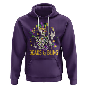 Mardi Gras Funny Skeleton Beads And Bling Hoodie TS09 Purple Printyourwear