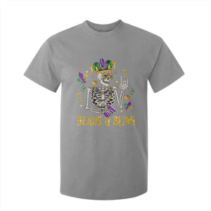 Mardi Gras Funny Skeleton Beads And Bling T Shirt For Kid TS09 Sport Gray Print Your Wear