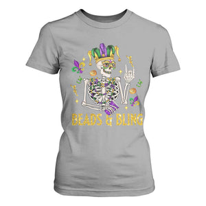 Mardi Gras Funny Skeleton Beads And Bling T Shirt For Women TS09 Sport Gray Print Your Wear