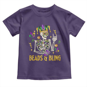 Mardi Gras Funny Skeleton Beads And Bling Toddler T Shirt TS09 Purple Print Your Wear