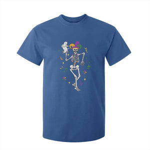 Mardi Gras Funny Jester Skeleton Dancing With Cat T Shirt For Kid TS09 Royal Blue Print Your Wear