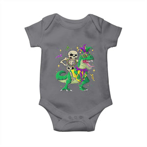 Mardi Gras Funny Skeleton On Dinosaur Jester Beads Baby Onesie TS09 Charcoal Print Your Wear