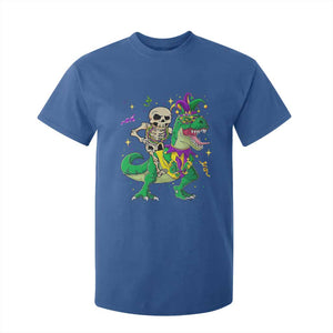 Mardi Gras Funny Skeleton On Dinosaur Jester Beads T Shirt For Kid TS09 Royal Blue Print Your Wear