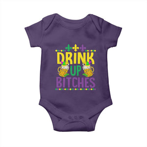 Mardi Gras Baby Onesie Drink Up Bitch Funny Drinking Team TS09 Purple Print Your Wear