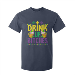 Mardi Gras T Shirt For Kid Drink Up Bitch Funny Drinking Team TS09 Navy Print Your Wear