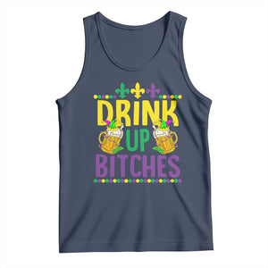 Mardi Gras Tank Top Drink Up Bitch Funny Drinking Team TS09 Navy Print Your Wear