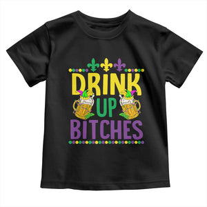 Mardi Gras Toddler T Shirt Drink Up Bitch Funny Drinking Team TS09 Black Print Your Wear