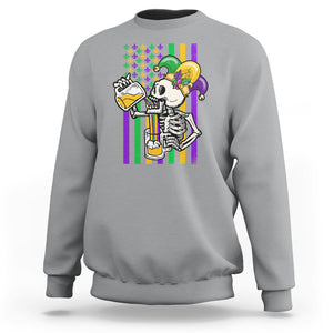 Mardi Gras Beer Lover American Flag Fat Tuesday Parade Sweatshirt TS09 Sport Gray Printyourwear