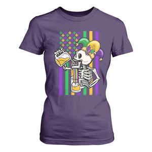 Mardi Gras Beer Lover American Flag Fat Tuesday Parade T Shirt For Women TS09 Purple Print Your Wear