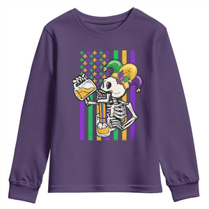 Mardi Gras Beer Lover American Flag Fat Tuesday Parade Youth Sweatshirt TS09 Purple Print Your Wear
