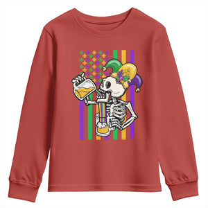Mardi Gras Beer Lover American Flag Fat Tuesday Parade Youth Sweatshirt TS09 Red Print Your Wear