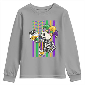 Mardi Gras Beer Lover American Flag Fat Tuesday Parade Youth Sweatshirt TS09 Sport Gray Print Your Wear